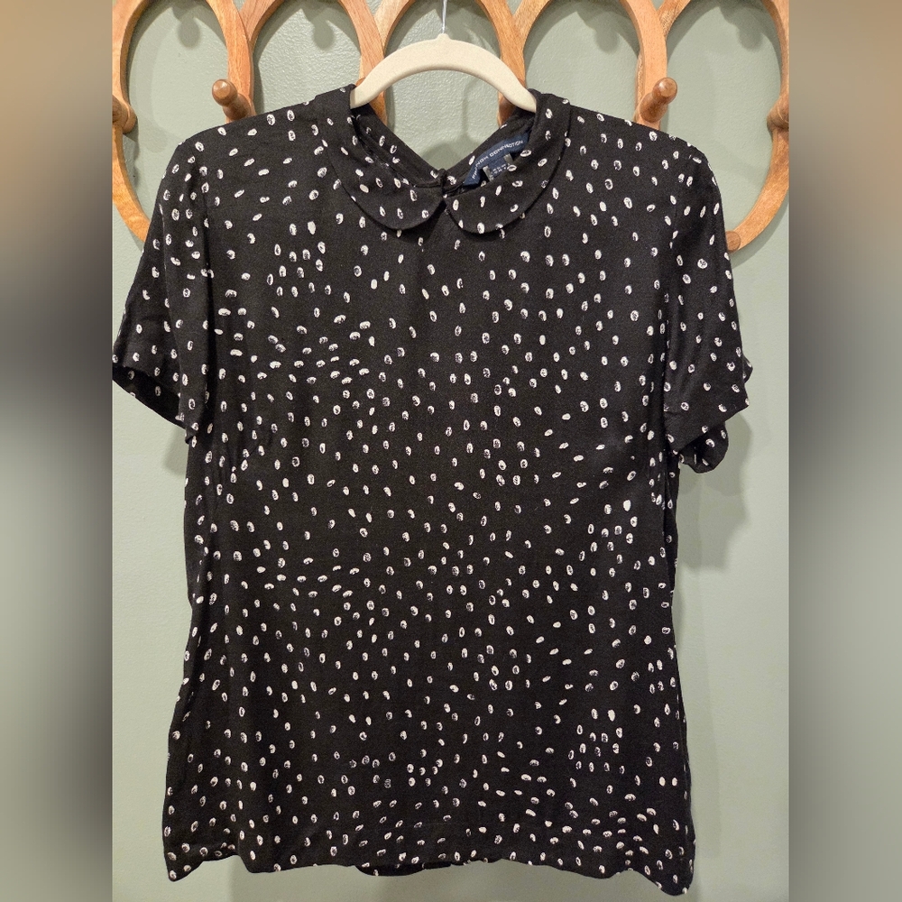 Black and White Polka Dot Back Button Blouse